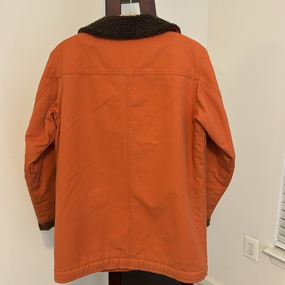 L.L. Bean Women’s Vintage Orange Canvas Winter Coat Corduroy Cuff Fleece Sz S - Picture 7 of 7